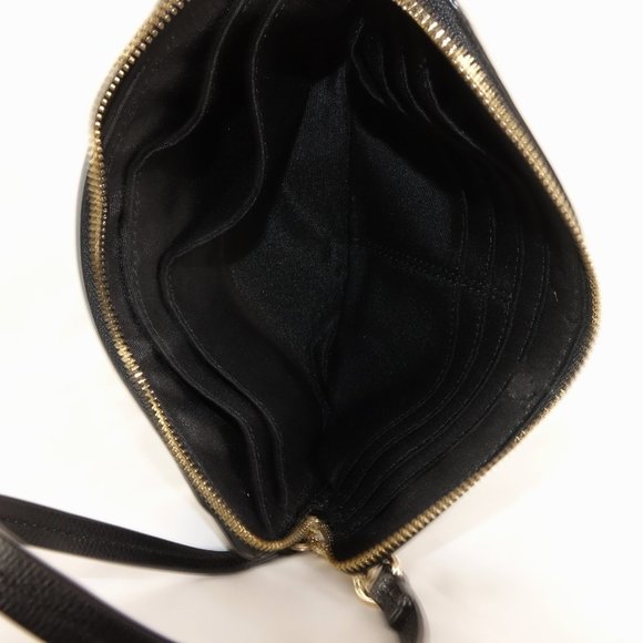 Coach Signature Double Zip Wristlet / Wallet PVC Leather F52848 Brown Black - Picture 11 of 11